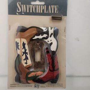 Figi Hand Painted Cowboy Boot NIP Switchplate cover Metal